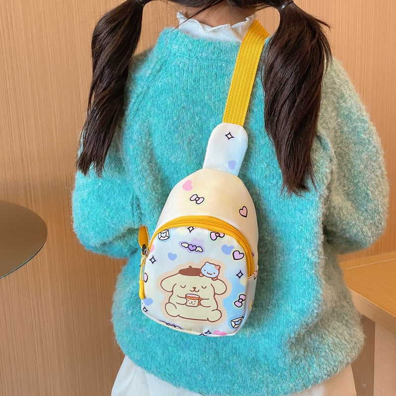 New Clow M Melody Children's Chest Pack Girl Cartoon Cute Change Casual All-Match Messenger Bag