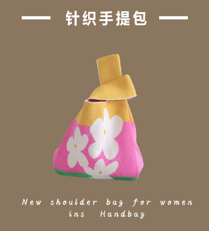 Vest Bag Women's Korean Knitted New Year Knitted Bag Hand Bag Knitted Oblique Bag
