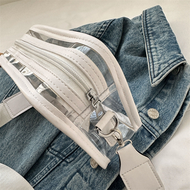 New Wide-Strap Bag Women's Messenger Bag Fashion Casual Simple Shoulder Transparent Jelly Pack
