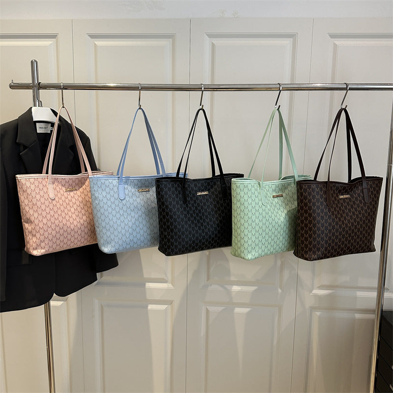 New Letter Printed Tote Women's Fashion Pu Shoulder Bag Zipper Closure Strap Mobile Phone Bag