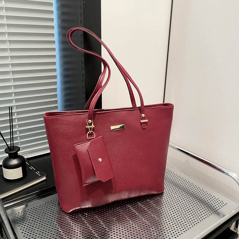 2025 Spring New Fashion Minimalist Tote Bag Set with Crossbody Purse, Soft PU Leather, Large Capacity for Daily Commute