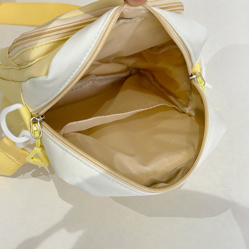 Cute Fashion Crossbody Bag with Multiple Pockets and Cartoon Badges for Daily Use