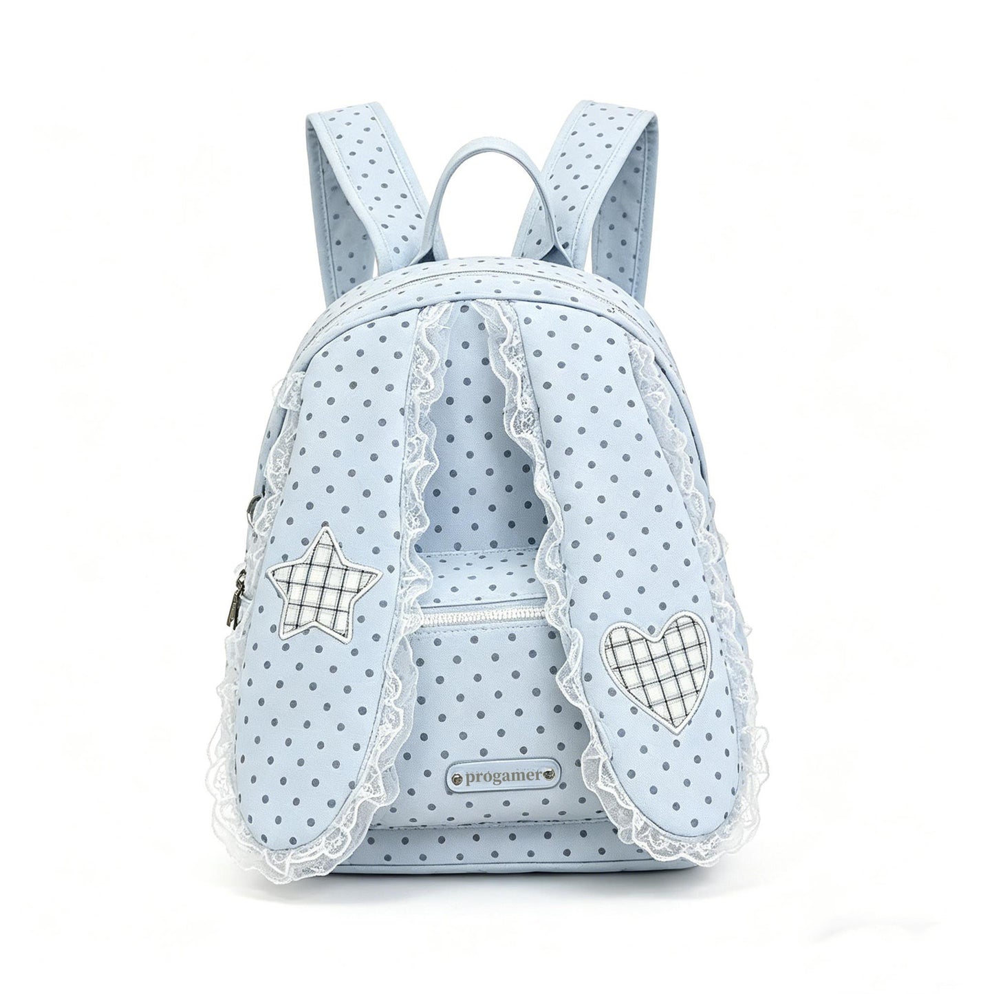 Cute Polka Dot Backpack with Lace Trim and Heart Star Design, Perfect for Daily Use and School