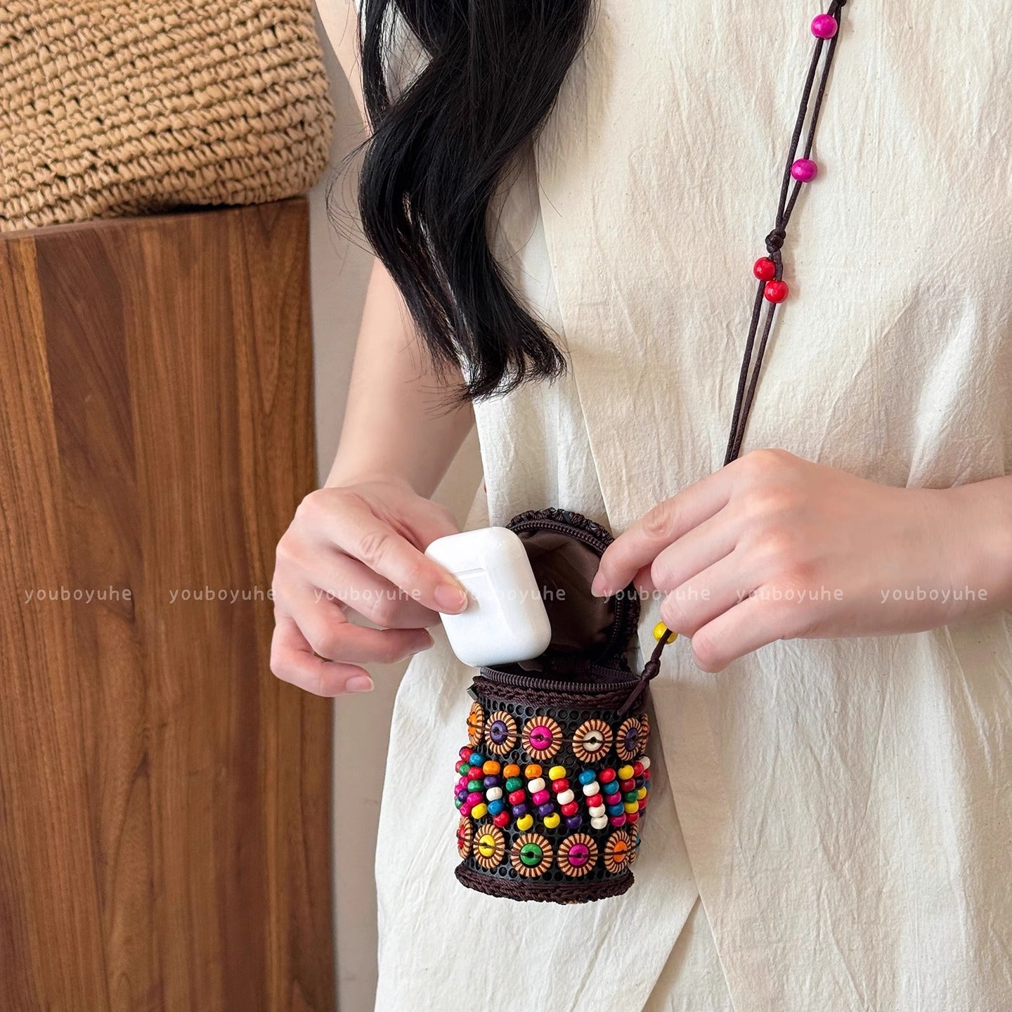 Bohemian Ethnic Style Coconut Shell Bag Women's Hand-Woven Mini Special-Interest Design Coin Purse