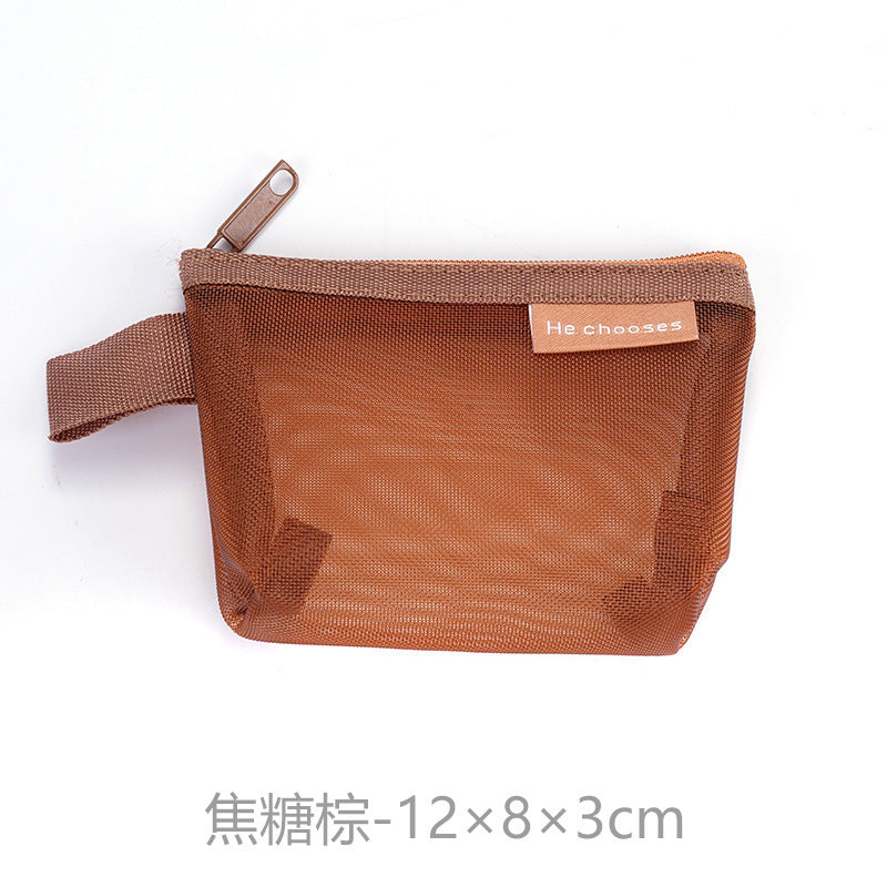 Transparent Mesh Storage Pouches for Cosmetics, Keys, Cards, and Travel Essentials - Modern Minimalist Design