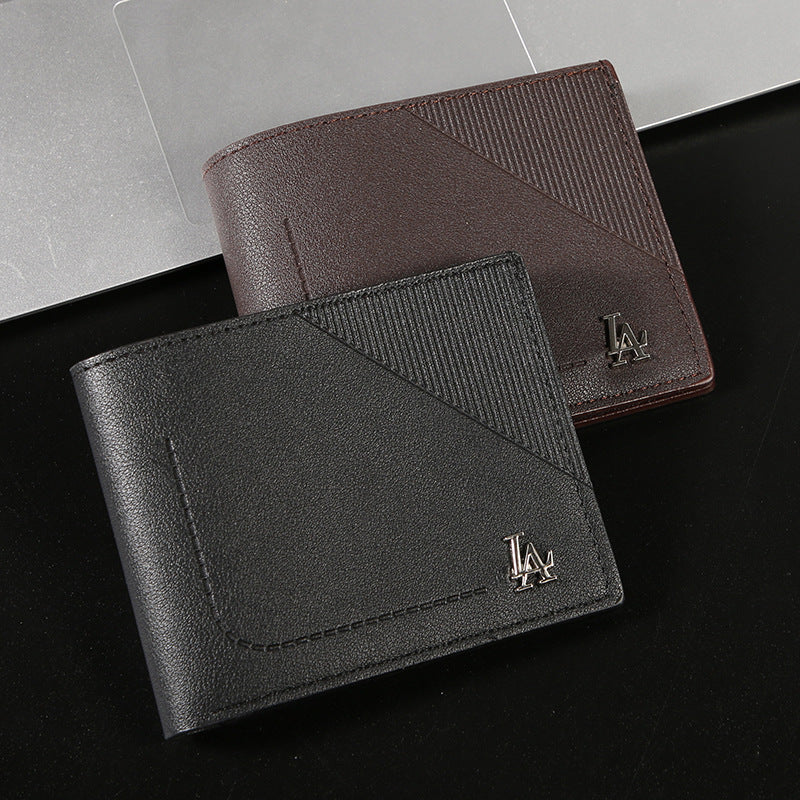 Elegant Men's Short Wallet with Multiple Card Slots, Durable PU Leather, VintageŷÃÀ Style with Stitching Detail