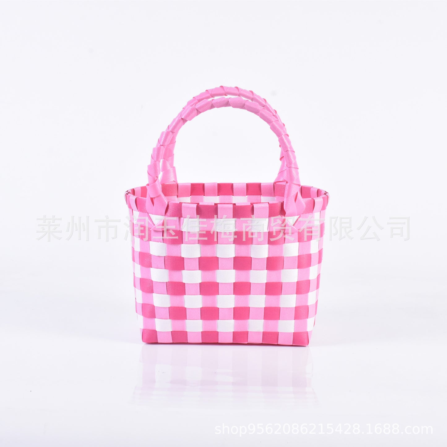 Handwoven Checkerboard Tote Bag for Women, Fashionable Beach & Daily Use, Soft PVC Material with Open Top and Inner Pockets