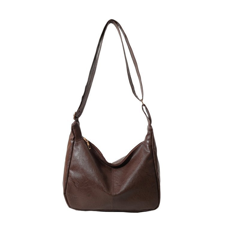2025 New Fashion Women's Large Capacity Shoulder Tote Bag, Korean Style Retro Casual Commute Water Bucket Bag with Zipper Closure and Inner Phone Pocket