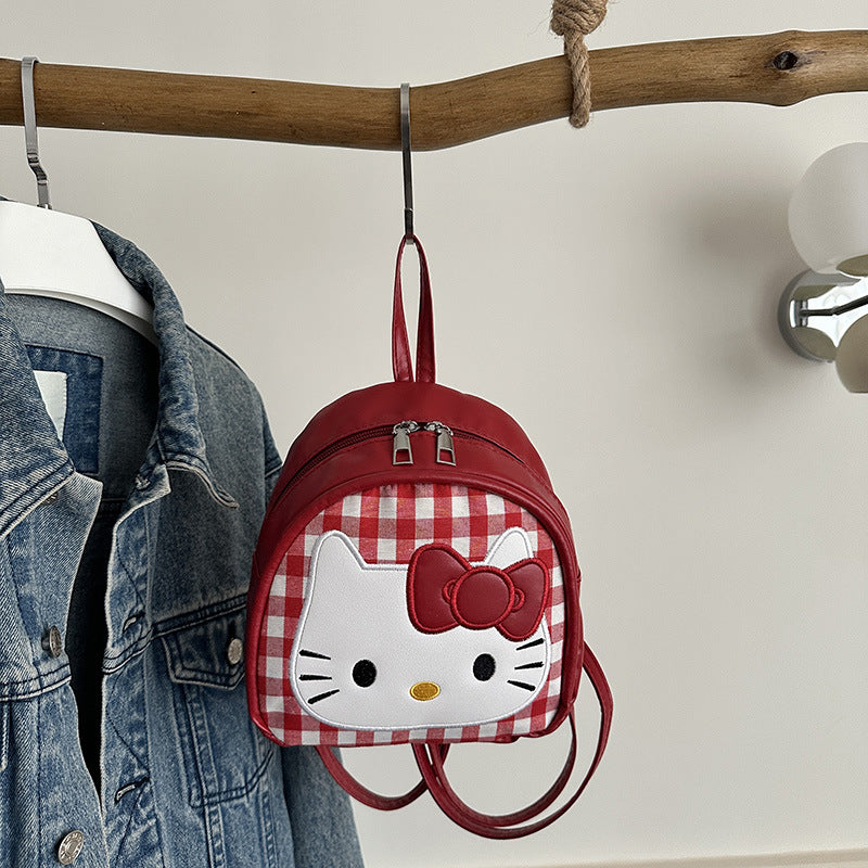 Backpack Women's Cat Plaid New Leisure Commute Shopping Simple Casual Korean Style Backpack