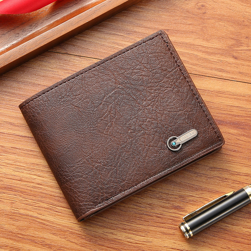 Men's Fashion Leather Wallet Geometric Pattern Design Daily Practical Short Wallet