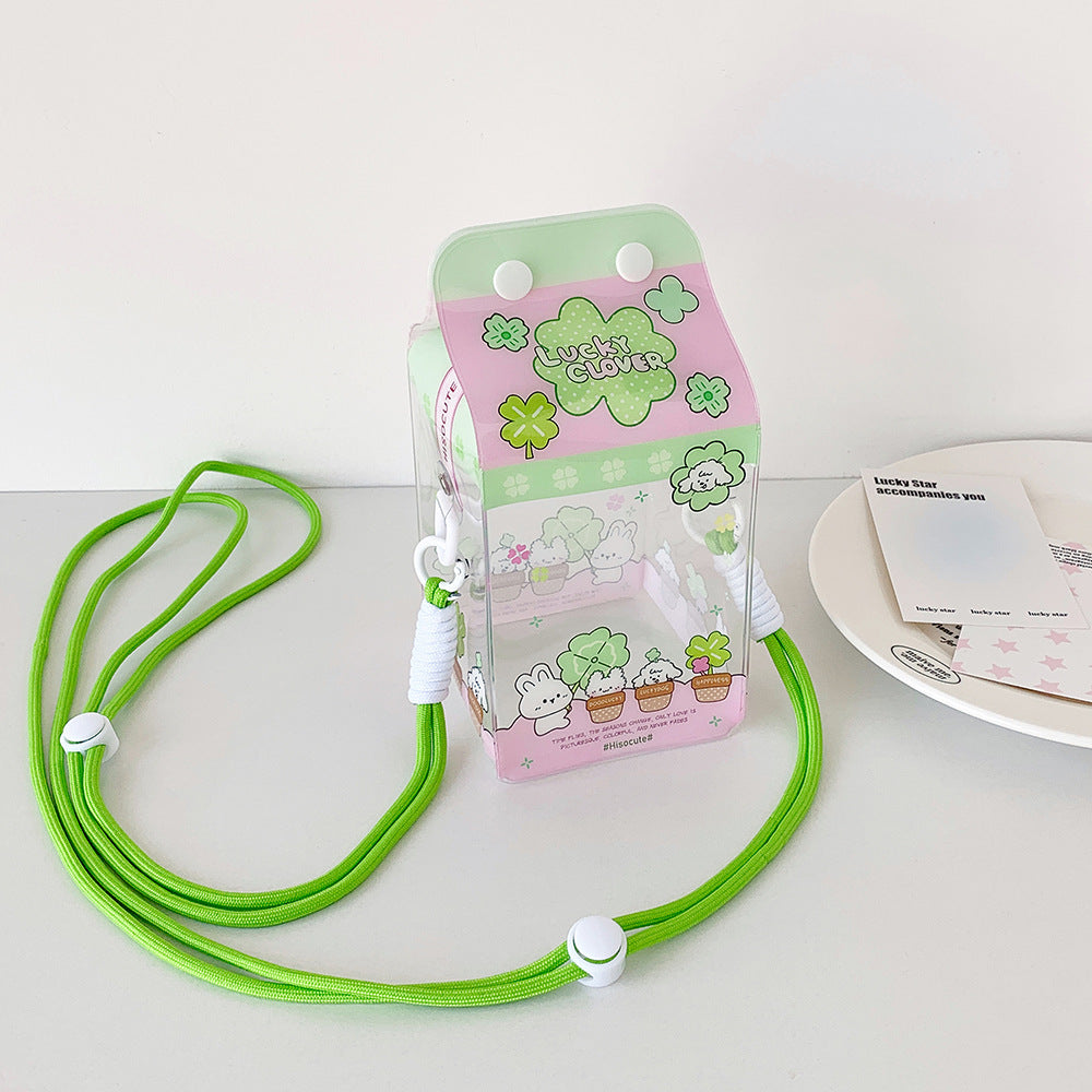 INS Cartoon Small Cartoon Backpack Cute Milk Carton Transparent Doll Bag Baby Doll Bag Doll Cotton Doll Display Storage Bag