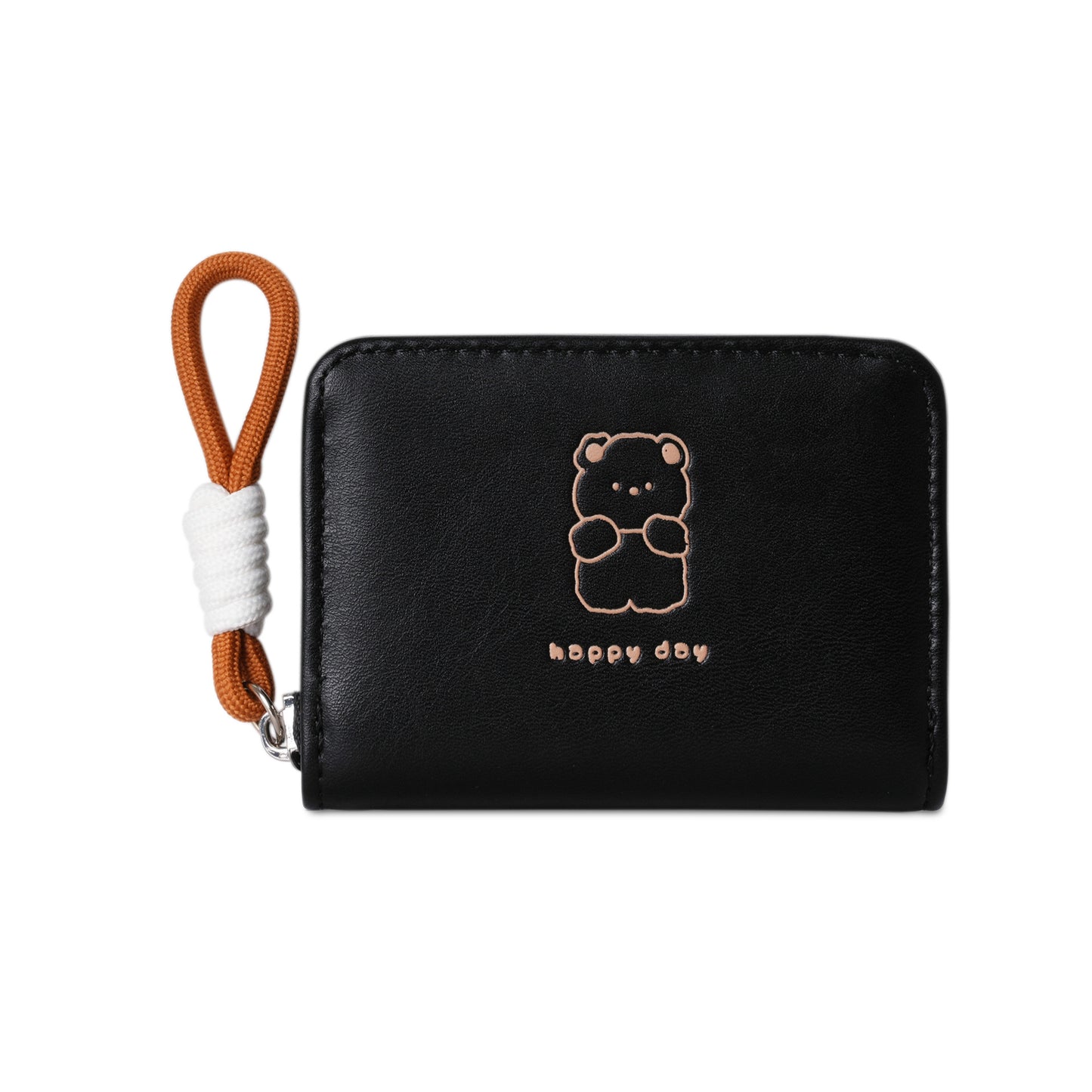 Women's Wallet Cute Cat Pattern Short Card Holder with Bends and Hitches Lanyard Women's Simple Daily Coin Purse