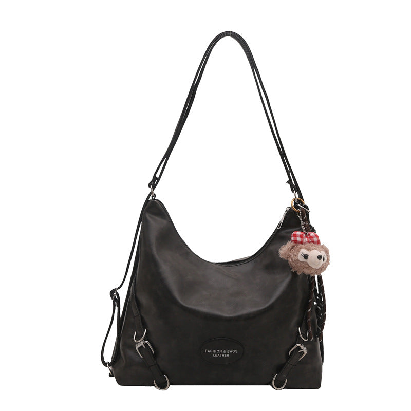 2024 Autumn Winter Fashionable Large Capacity Tote Bag for Women, Retro Stylish Shoulder Bag with Cute Charm, Urban Minimalist Design