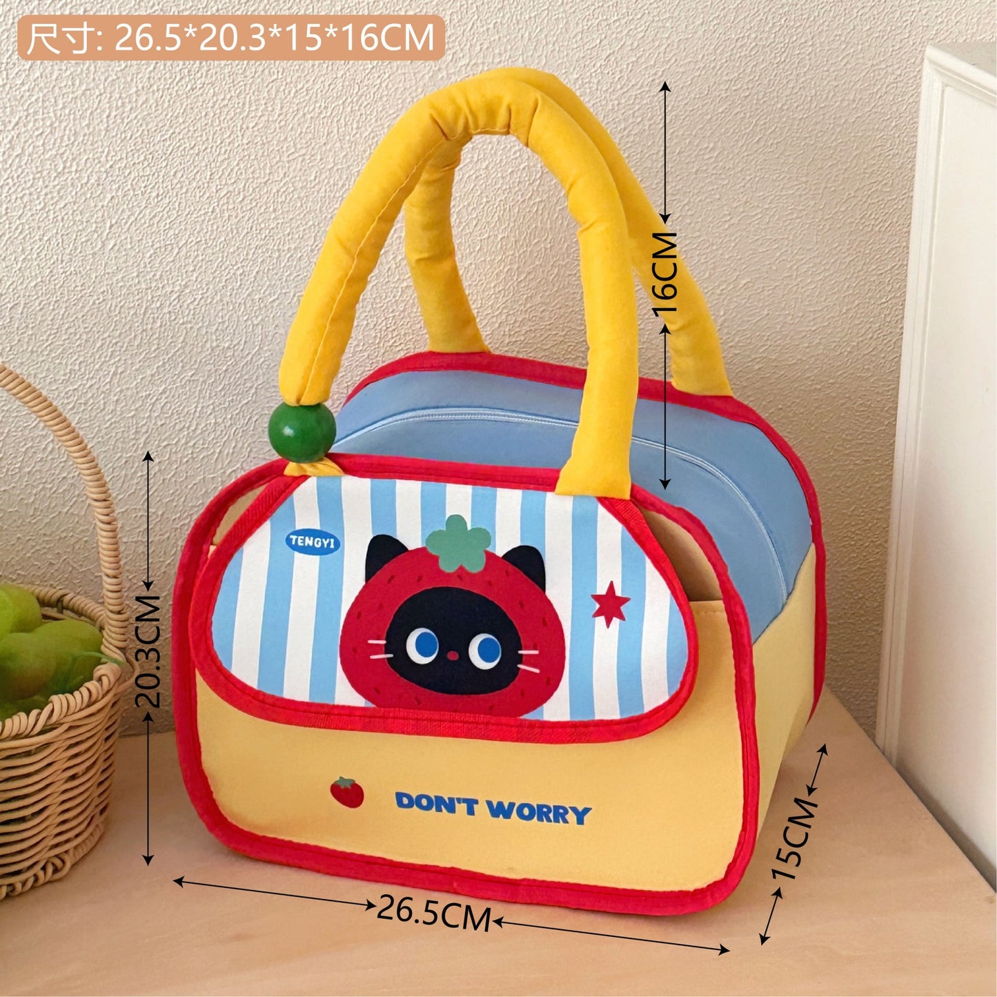 Cartoon Funny Thermal Lunch Bag Women's Large Capacity Aluminum Film Lunch Box Bag