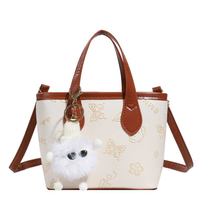 Contrast Color Small Bags Women's New All-Match Messenger Bag Embossed Portable Bucket Bag