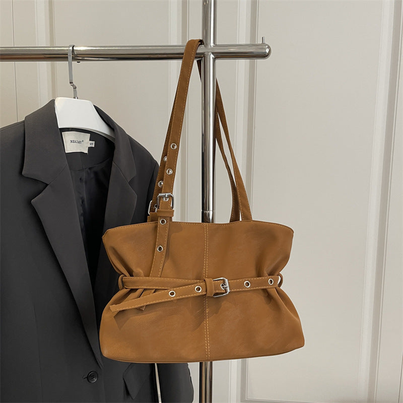 New Locomotive Style Underarm Bag Women's Korean-Style Large Capacity Commute Minimalist Shoulder Handbag