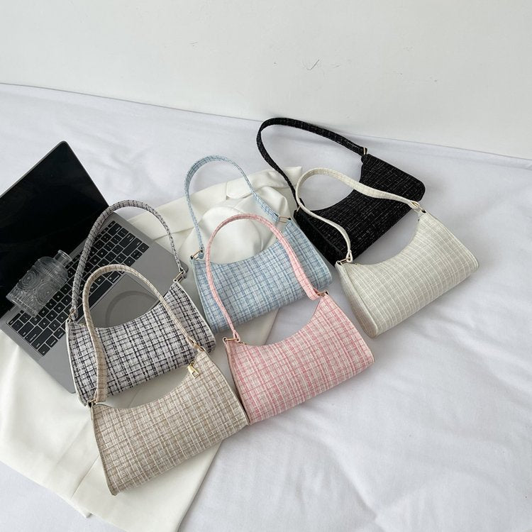 Simple Plaid Design Underarm Bag Women's Cross-Border Trendy One-Shoulder Bag Fashion Good-looking Commuter's All-Matching Women's Bag