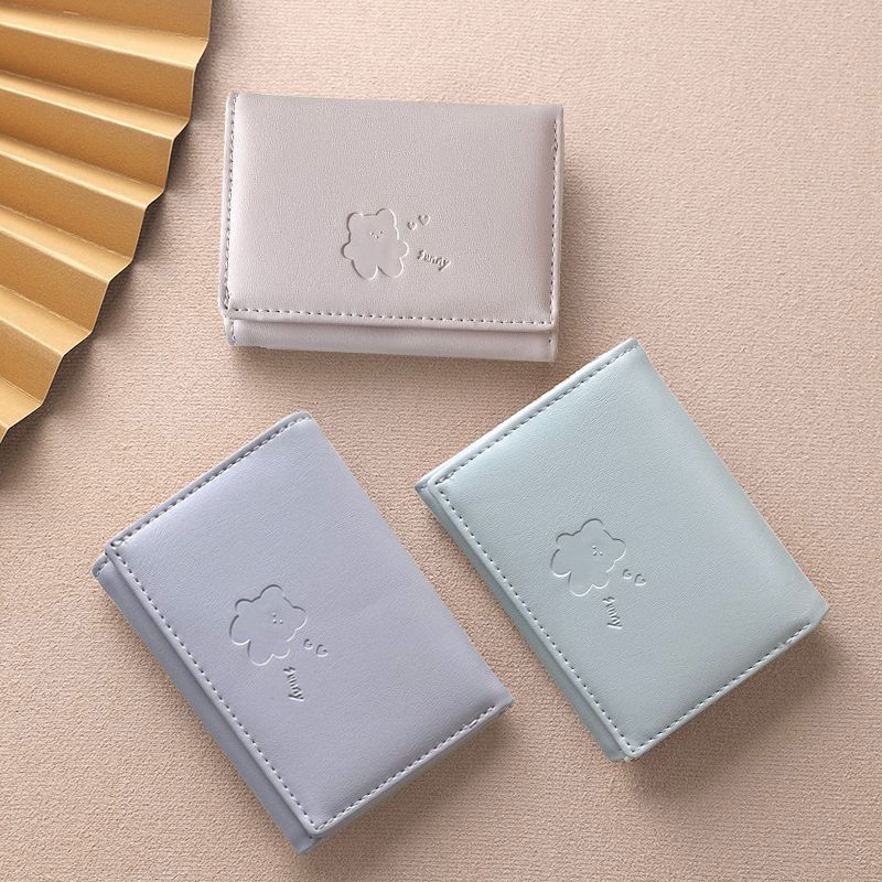 New Ins Style Bear Wallet Simple and Gentle Color Fresh Korean Multi-Functional Short Student Change Card Clamp