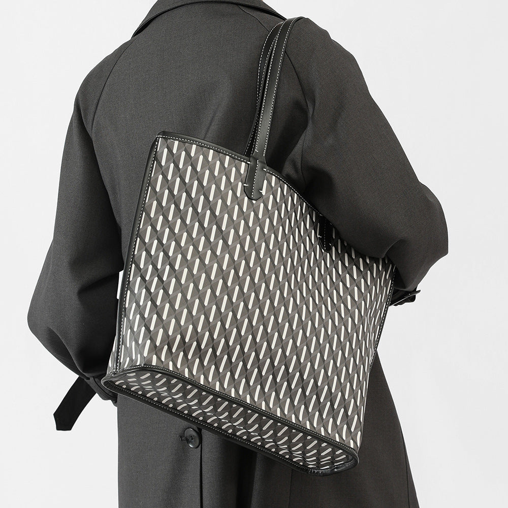 Women's Fashion Tote Bag New Large Capacity Shoulder Handbag Commute Minimalist Plaid Dog Teeth Bag