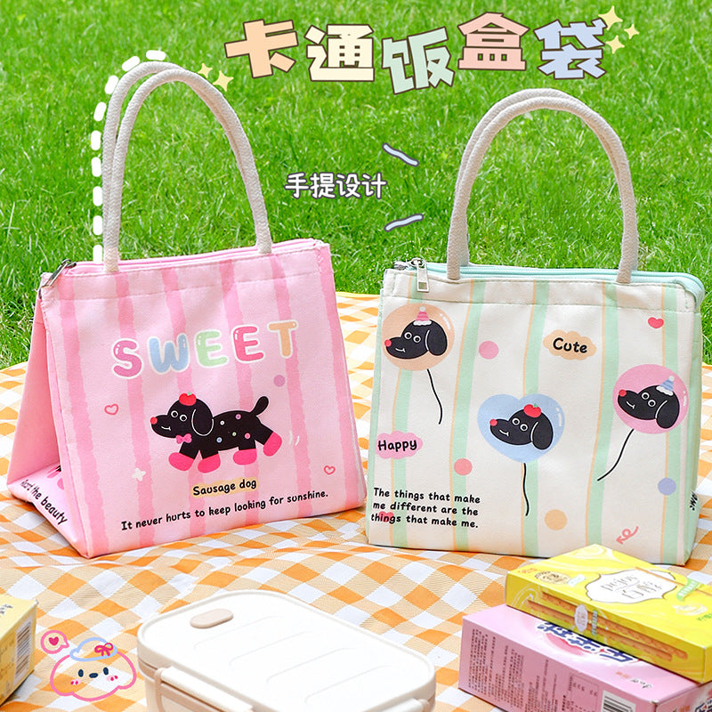 Cute Cat Design Insulated Lunch Bag with Large Capacity for Office and School Use