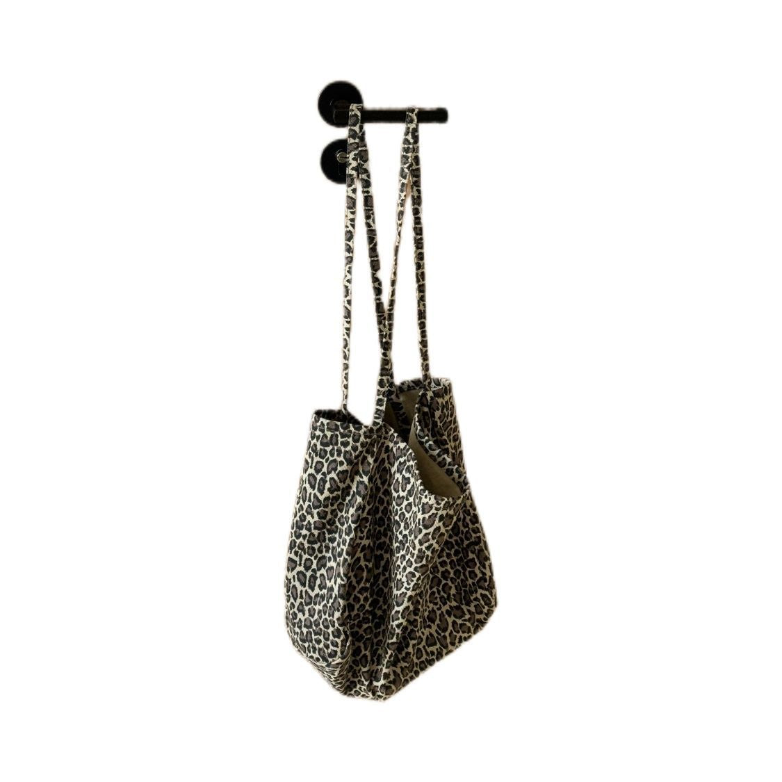 New Large Capacity Leopard Print Tote Bag Women's All-Match Daily Practical Lazy Street Style Canvas Shoulder Bag
