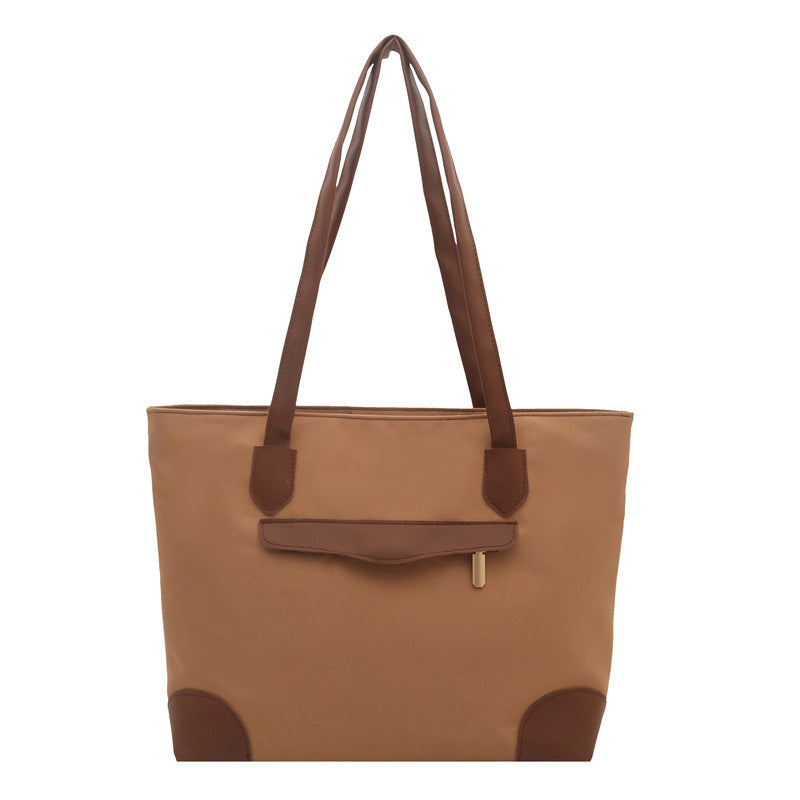 Simple Style Large Capacity Personality Zipper New Temperament Commute Texture Casual Portable Tote Bag for Women