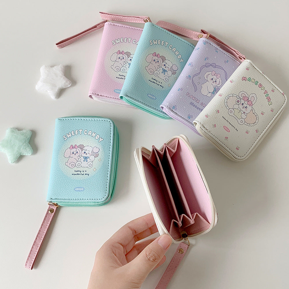 Cute Cartoon Pu Purse Female Student Portable Hand Carrying Coin Card Bag Daily Match Fresh Sweet