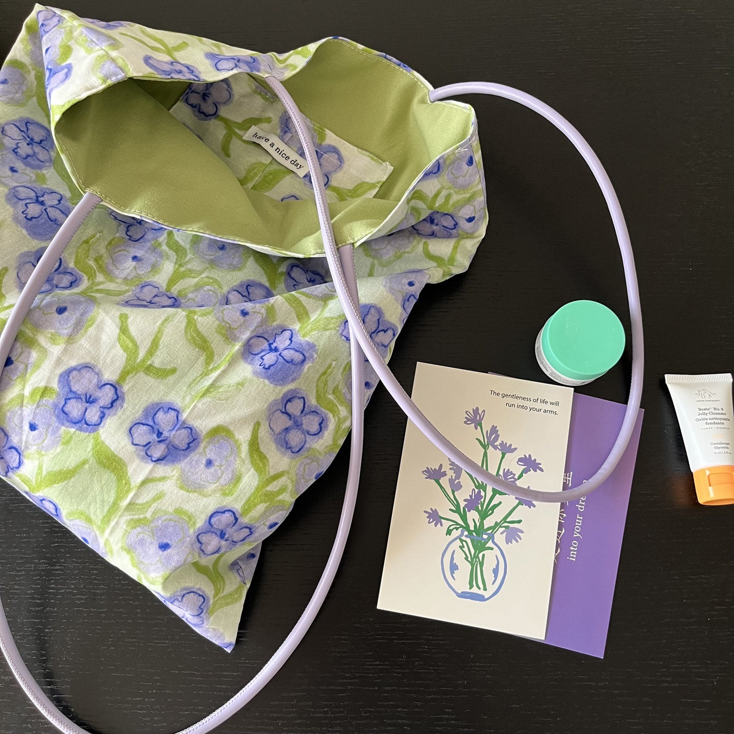 Women's Canvas Bag Gentle Purple Flower-De-Luce Pu Strap Shoulder Tote Bag Artistic Commuter Bag