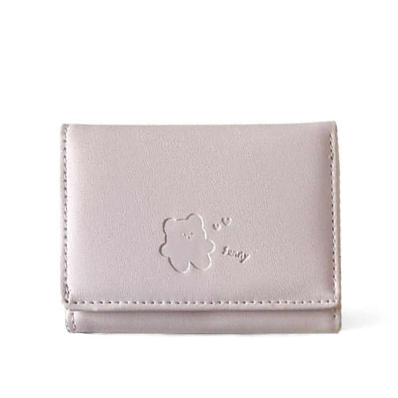 New Ins Style Bear Wallet Simple and Gentle Color Fresh Korean Multi-Functional Short Student Change Card Clamp