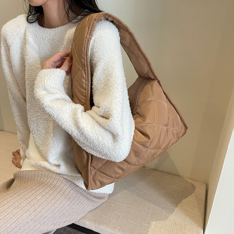 Tote Bag Women's New Fashion Rhombus Shoulder Bag Casual Simple Handbag