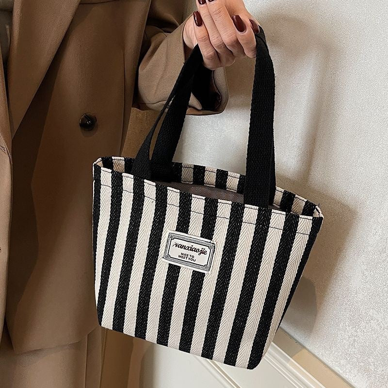 Women's Striped Tote New Simple Large Capacity Shoulder Bag Fashion Commuter Versatile Handbag