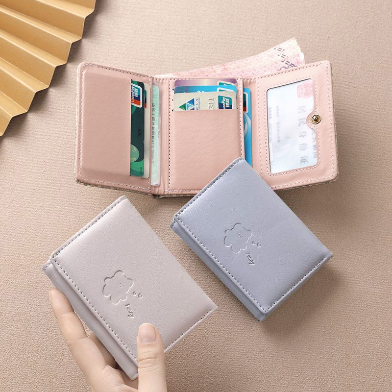 New Ins Style Bear Wallet Simple and Gentle Color Fresh Korean Multi-Functional Short Student Change Card Clamp