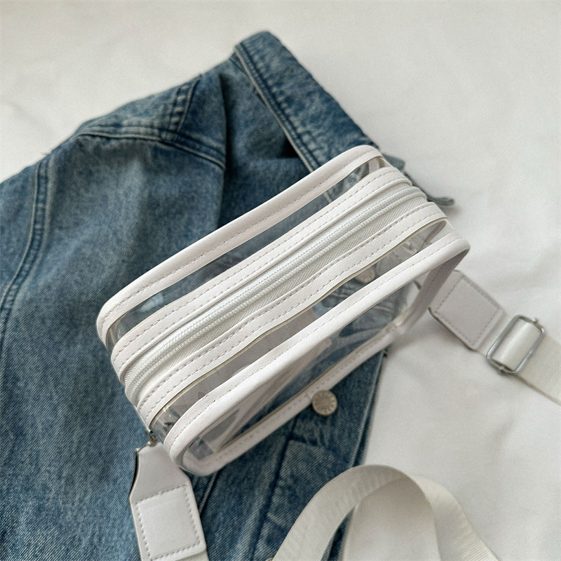 New Wide-Strap Bag Women's Messenger Bag Fashion Casual Simple Shoulder Transparent Jelly Pack