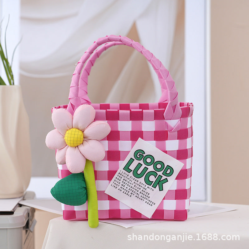 Dopamine Color Gift Bag Large Capacity Portable Vegetable Basket Crossbody Outdoor All-Matching Handbag Fashion