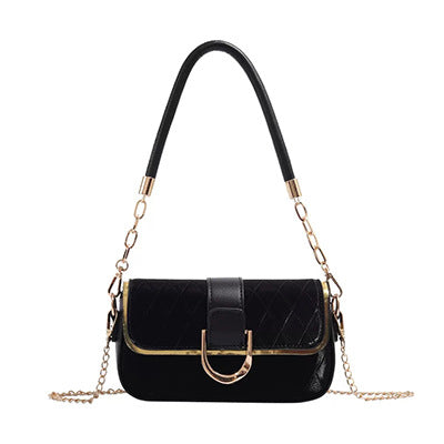 New High Simple Textured Temperament Chain Small Square Bag Women's Shoulder Fashion All-Match Underarm Messenger Bag
