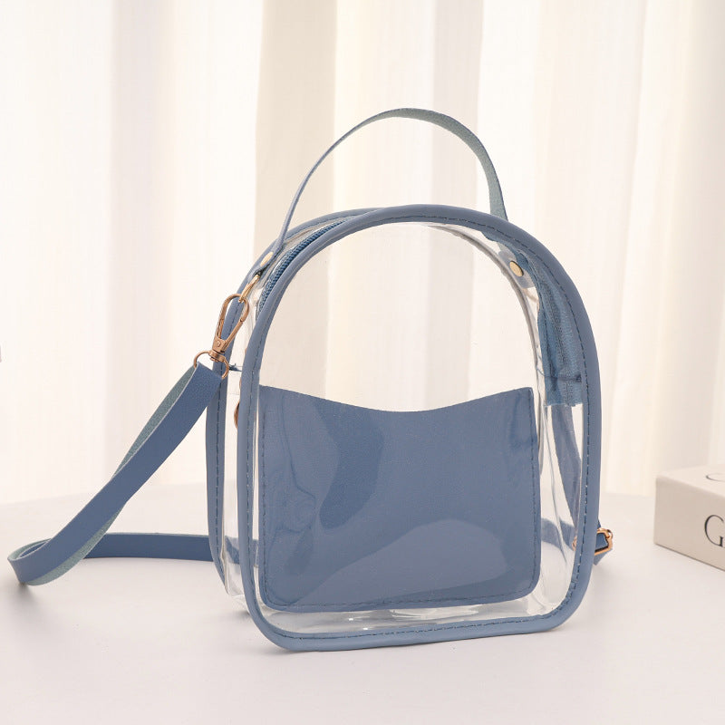Transparent Jelly Backpack 2025 Summer Fashion PVC Crossbody Bag with Zipper Closure and Inner Pockets for Daily Use