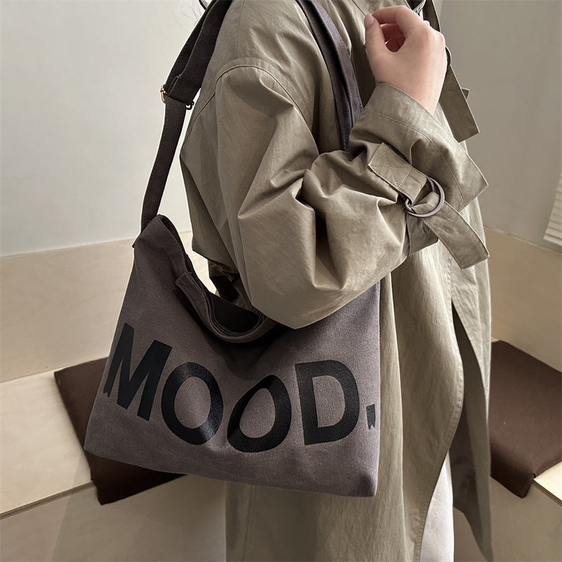 New Fashion Printing Letter Shoulder Bag Women's Large Capacity Casual Easy Matching Tote Bag Simple Fashion Canvas Bag