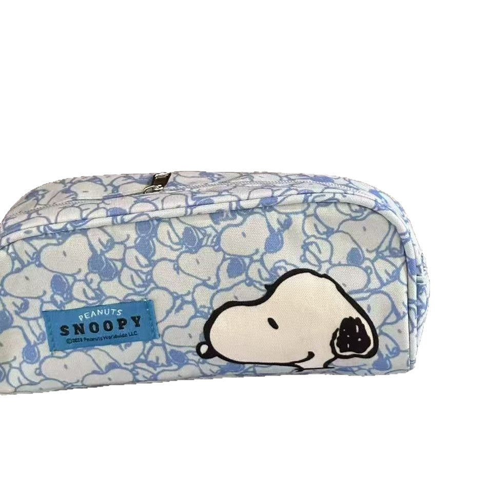 New-style snoopy pencil case with zipper cosmetic bag, japanese style simple blue snoopy cartoon pencil case