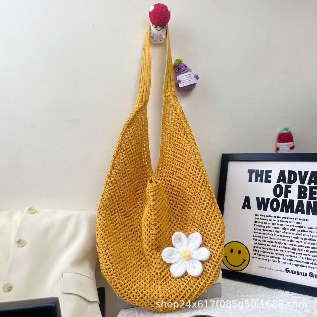 Cute Cloud Knitted Shoulder Bag Women's Large Capacity Woven Tote Bag
