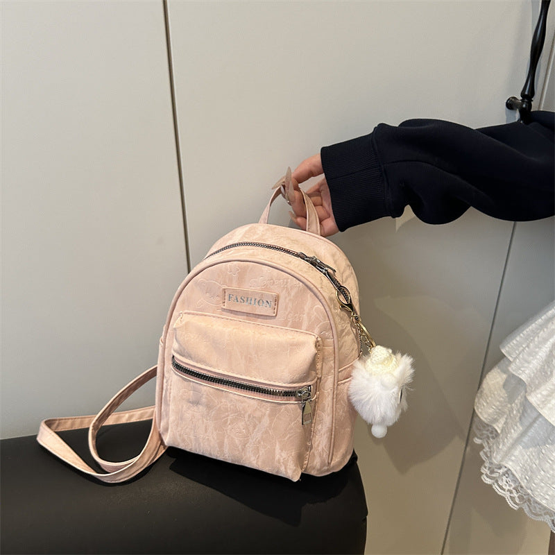 Stylish Lightweight Backpack for Women, Casual Campus Fashion with Arc Shoulder Straps and Trendy Design