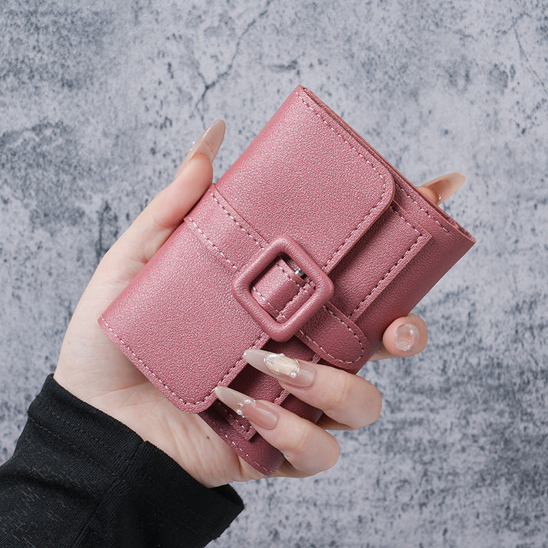 2025 New Women's Compact Wallet with Buckle Design, Minimalist Korean Style, Perfect for Daily Use and Student Fashion