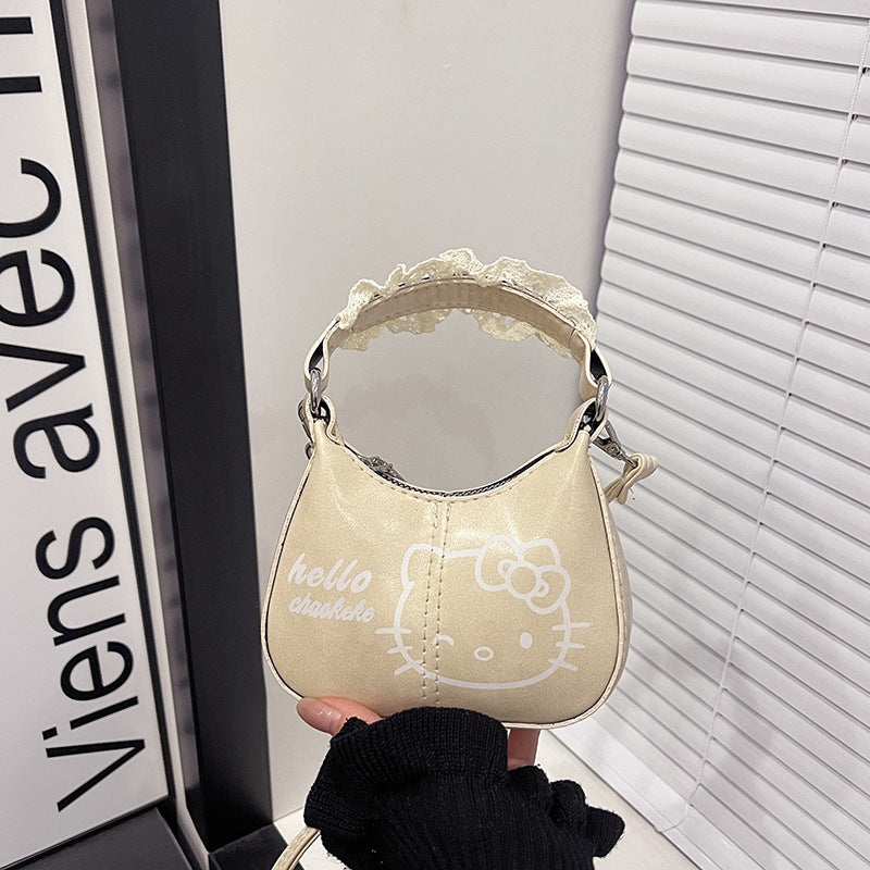 Women's Cross-Body Bag Handbag Cute Vintage Cat Lace Handbag Shoulder Messenger Bag
