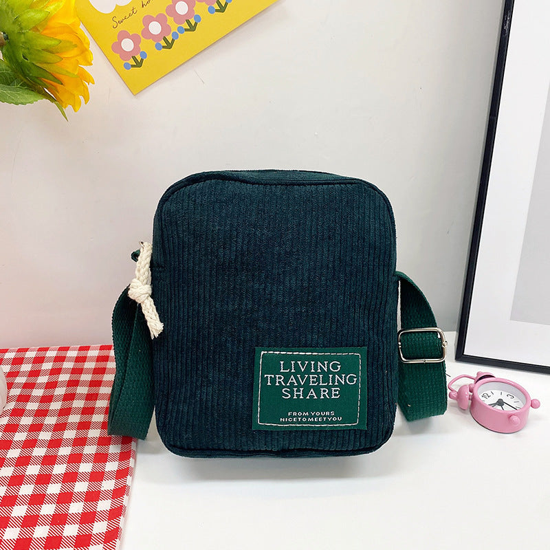2026 New Korean Style Corduroy Mini Square Shoulder Bag with Braided Tassel and Zipper Closure for Daily Fashion