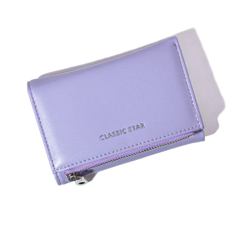 Fashionable Minimalist Zipper Trifold Wallet for Women with Large Capacity and Card Slots, Waterproof and Antibacterial PU Leather Design