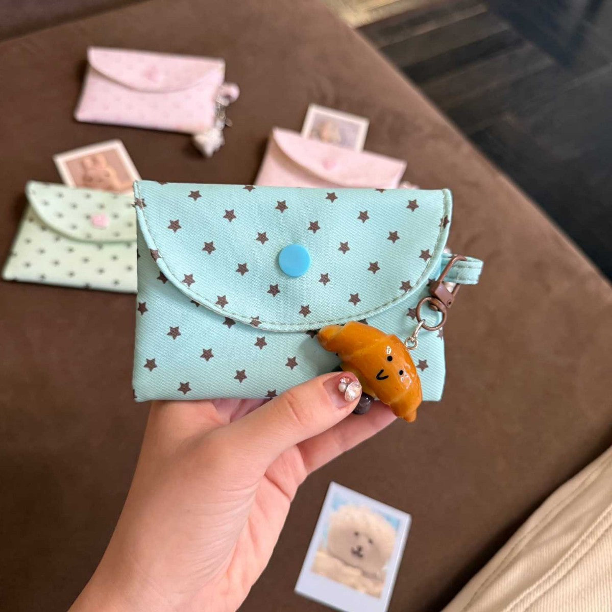 Cute Star Pattern Mini Wallet with Button Closure for Daily Use and Stylish Accessory Storage