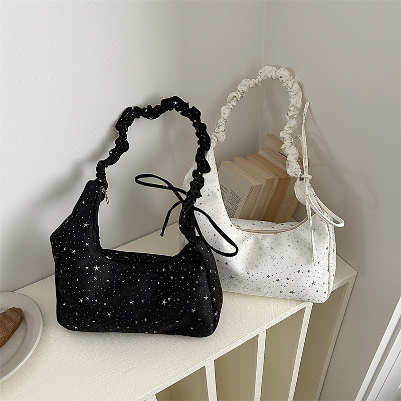 Korean Style Simple Pleated XINGX Large Capacity Lady Literature Small Fresh Shoulder Underarm Messenger Bag