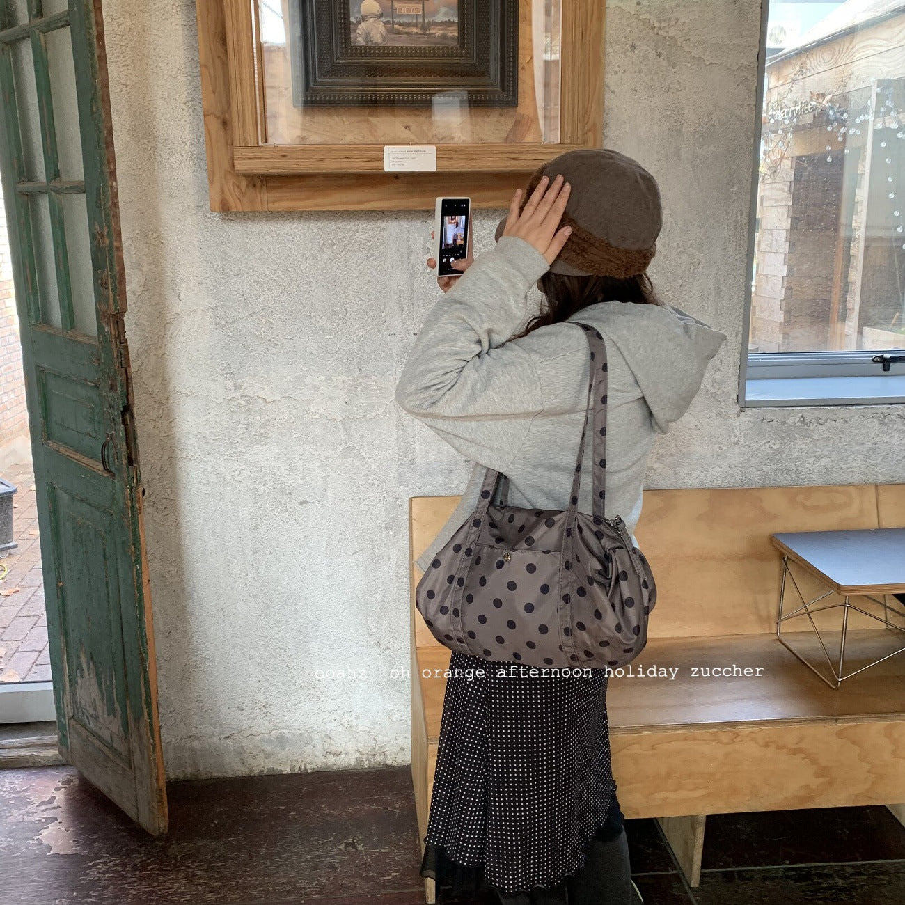 Chic Polka Dot Nylon Shoulder Bag with Zipper Closure and Inner Pocket for Everyday Urban Style