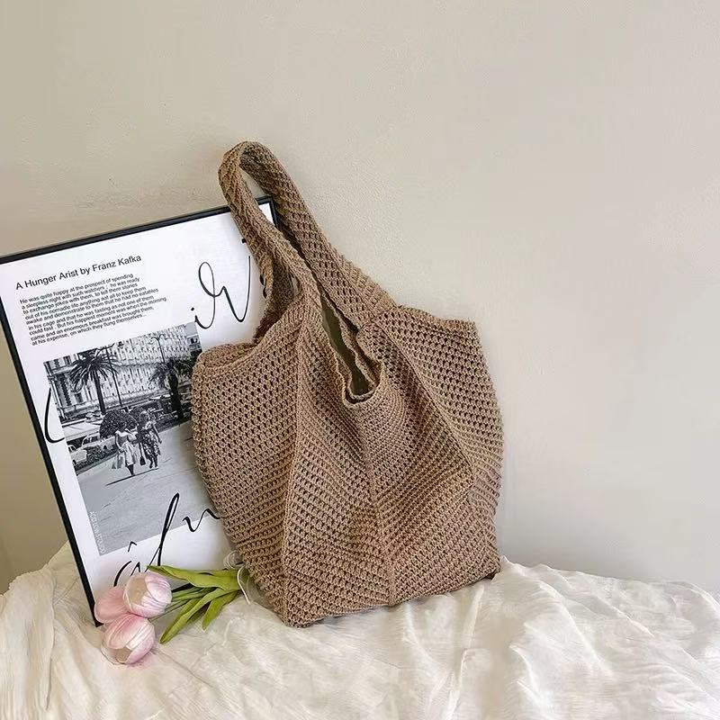 Cute Cloud Knitted Shoulder Bag Women's Large Capacity Woven Tote Bag