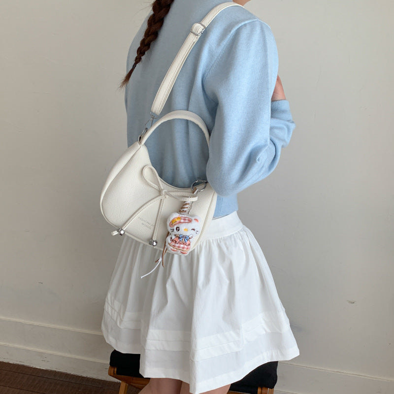 Chic Bow Detail Crossbody Bag 2026 Spring New Vintage Shoulder Bag for Women with Cute Charm and Practical Inner Pocket