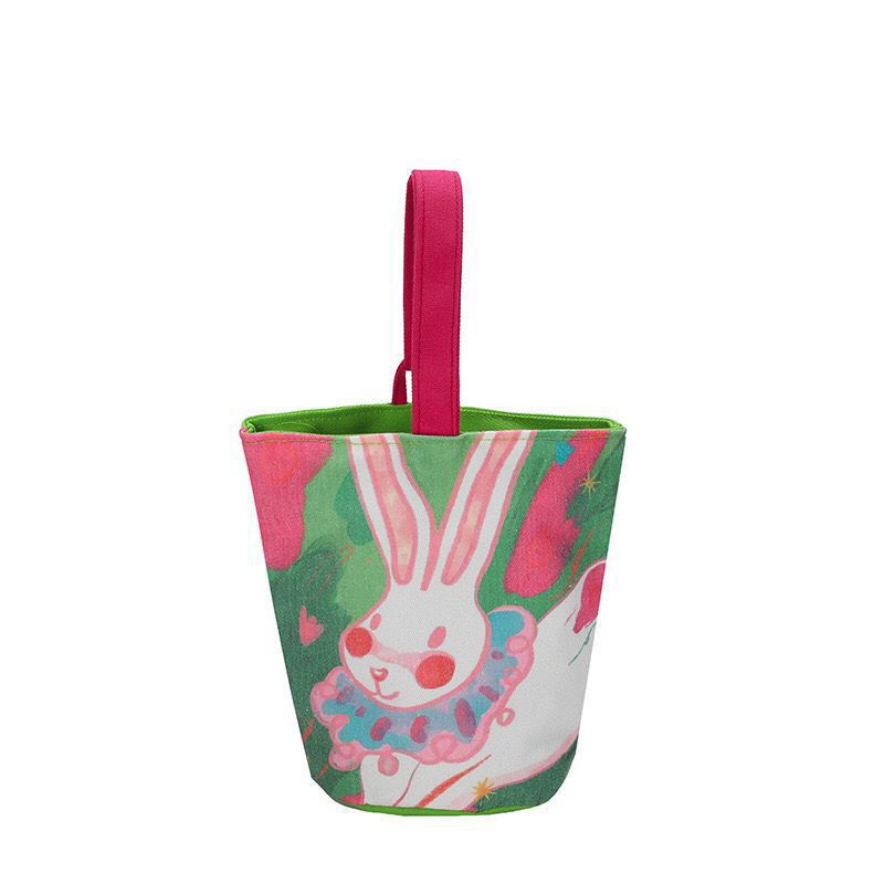 Cute cartoon rabbit baseball handbag, women's fashionable canvas large capacity shoulder bag, suitable for daily use and commuting's all-matching